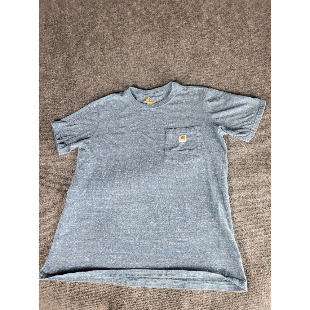 Carhartt Original‎ Fit Short Sleeve Tshirt Women Sz L Blue Heavyweight Workwear
